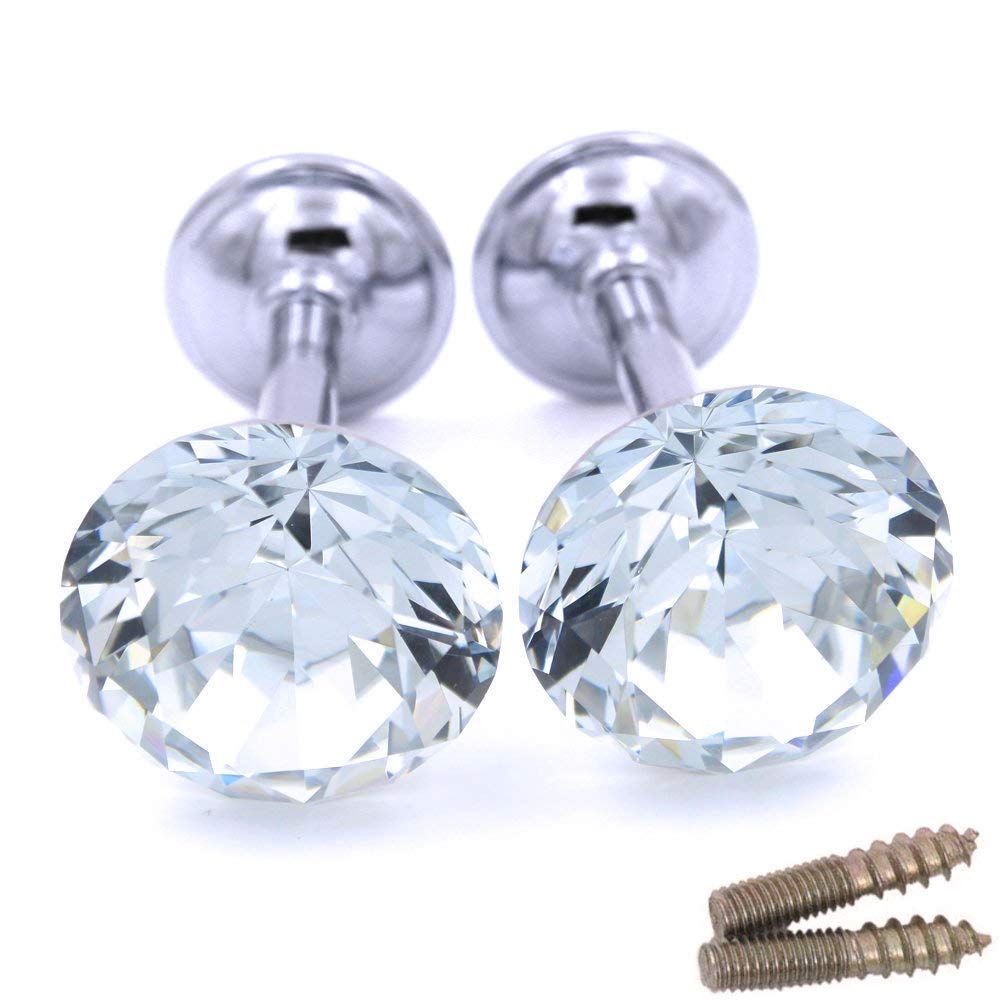 2 Pack Clear Crystal Diamond Goblet Shaped Curtain Tiebacks - Drapery Holdbacks, Wall Hooks & Tassel Holders for Windows, Room Decor (Perfect for Living Room, Bedroom & Wedding Decorations)