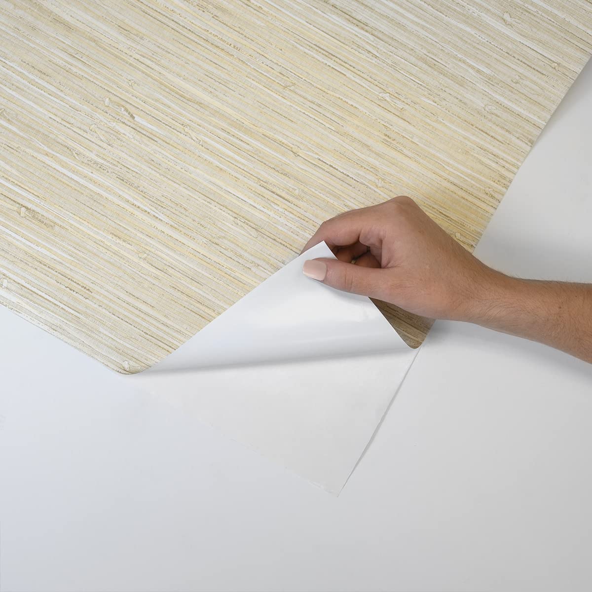 NextWall Stacy Garcia Home Saybrook Faux Rushcloth Peel and Stick Wallpaper (Sand Dunes) - Self-Adhesive Removable Wallpaper for Bedroom, Living Room, Kitchen & Office Decor