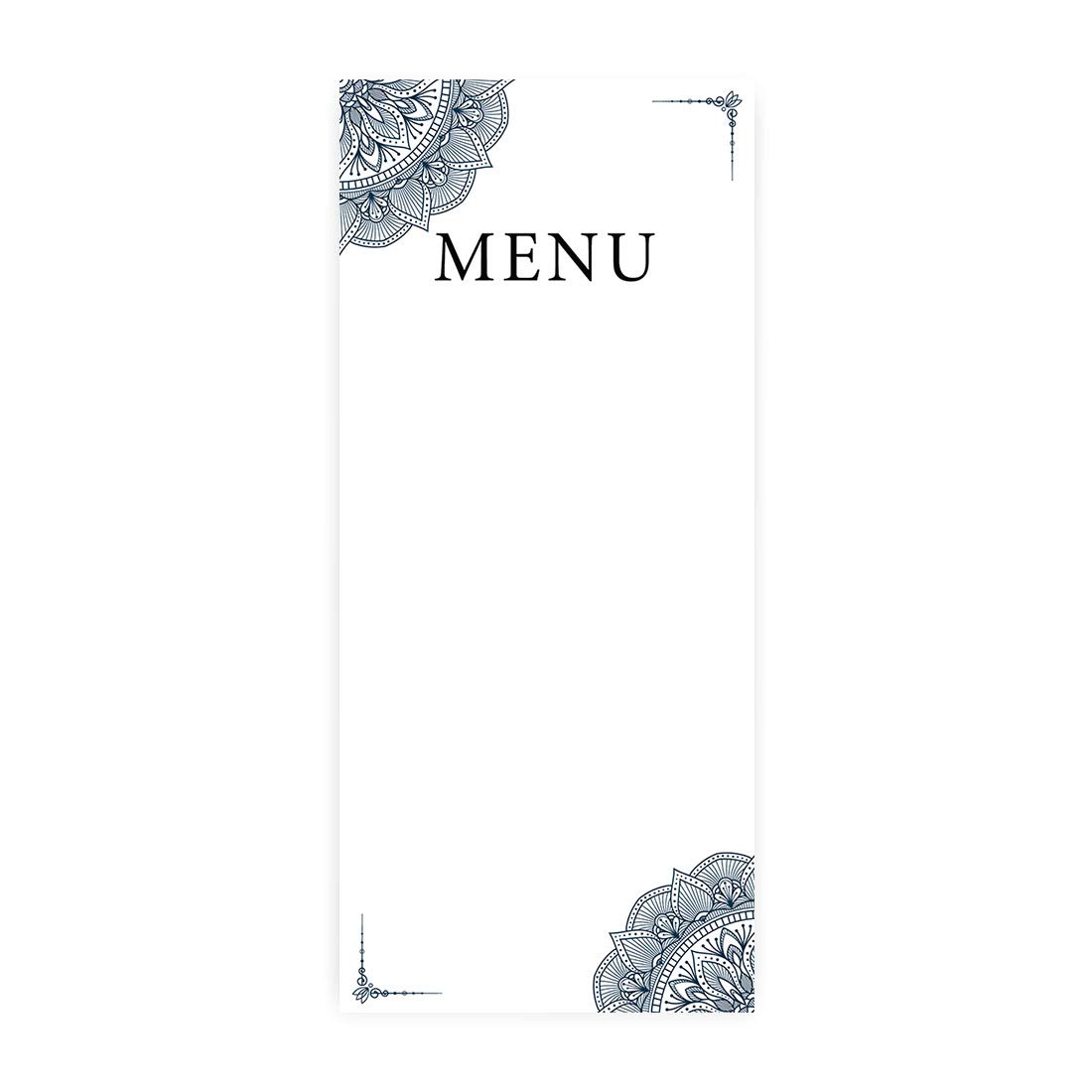 Elegant Navy Blue Printable Wedding Menu Cards - Premium 4x9 Inch DIY Cardstock for Place Settings, Programs & Receptions (Pack of 56) - Perfect for Wedding Dinners, Bridal Showers & Formal Events