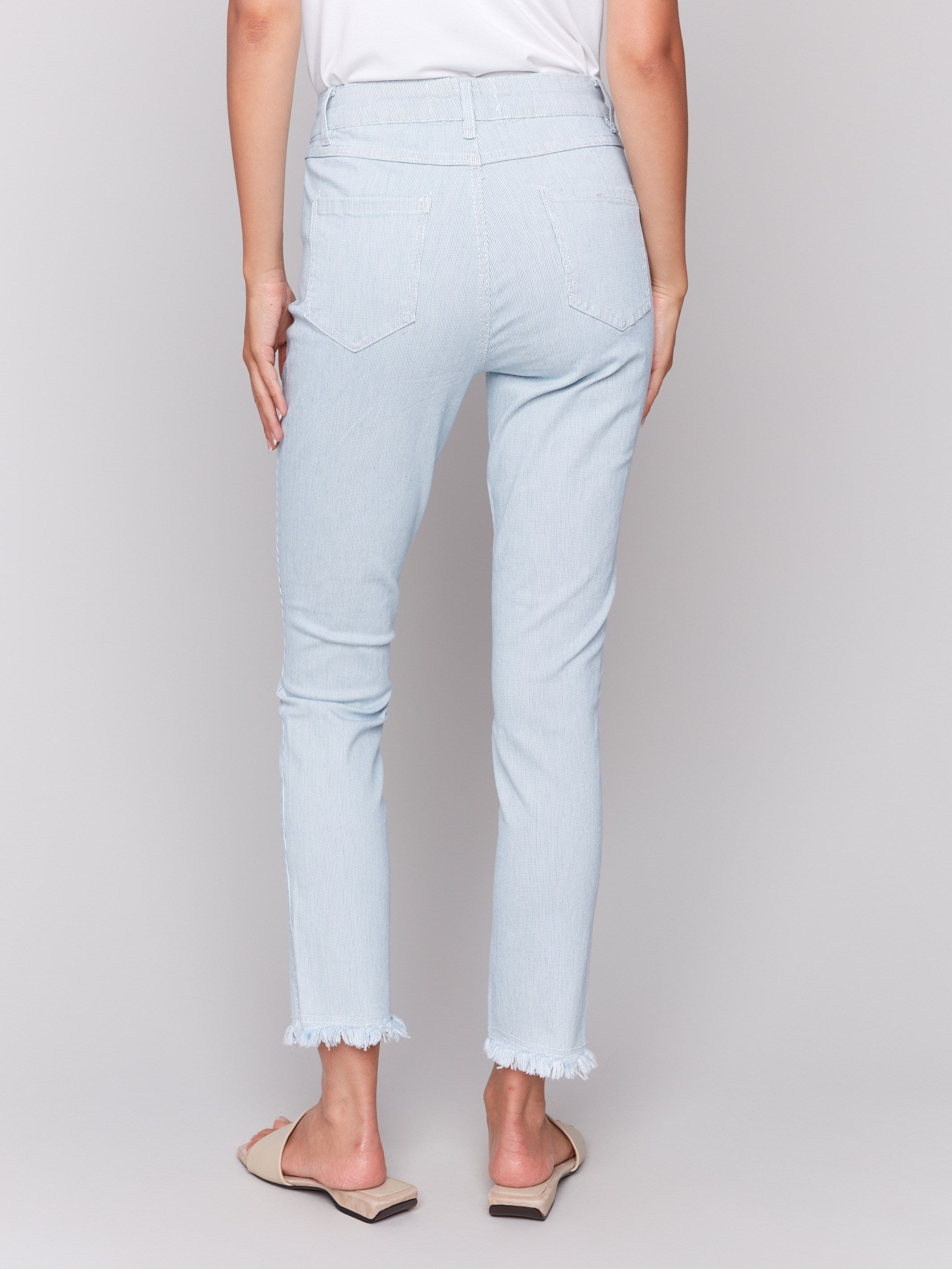 Printed Slim Leg Twill Pants for Women - Striped Casual Trousers | Office Wear, Business Casual & Everyday Outfits