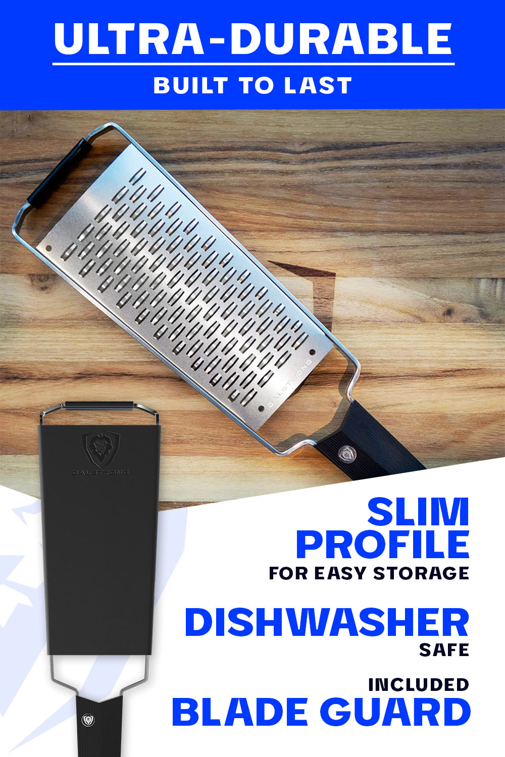 Premium Stainless Steel Wide Cheese Grater - Professional Kitchen Tool for Shredding Hard Cheeses | Dalstrong © | Perfect for Pasta, Pizza & Salad Toppings