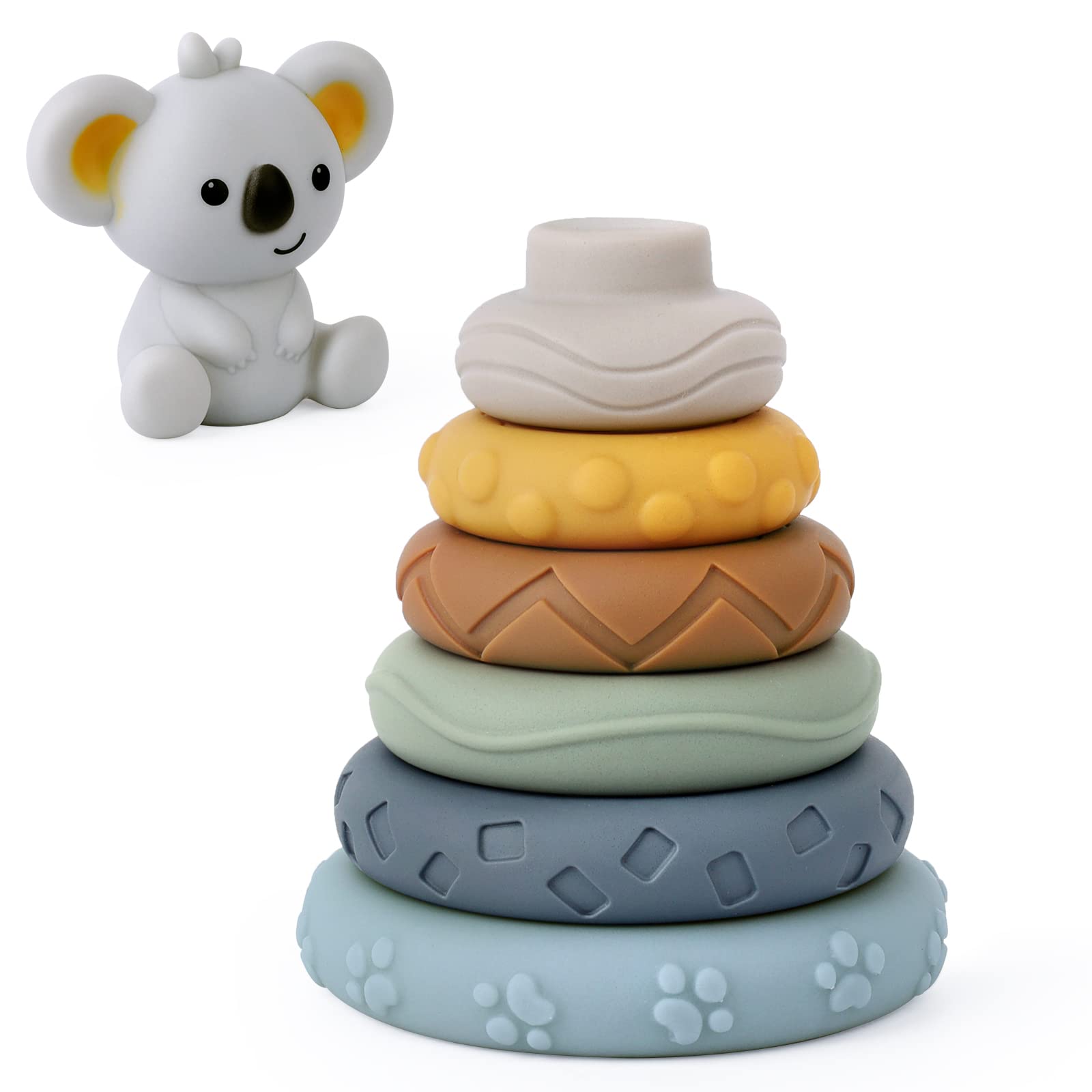 **ZWYOIUG Baby Stacking Toys - Soft Nesting Blocks & Ring Stacker for Toddlers 6-18 Months, STEM Learning & Teething Toy, Early Educational Gift (7-Piece Set) - Perfect for Playtime, Sensory Development & Motor Skills**