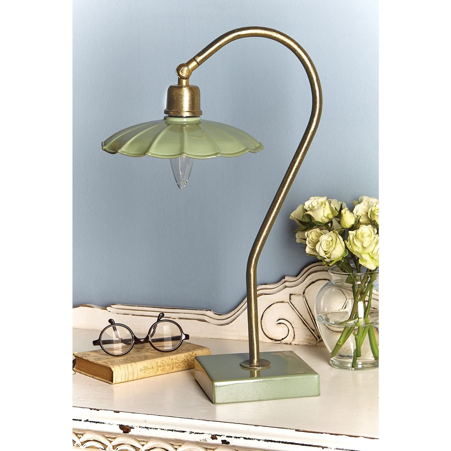 KALALOU NDE1368 Brass & Grey Table Lamp - Modern Home Office Bedroom Lighting Decor for Living Room, Study, or Nightstand