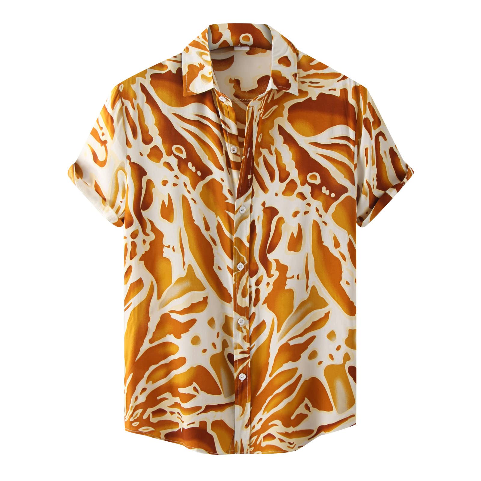 Men's Casual Short Sleeve Button Down Shirt with Stylish Print & Lapel Design - Perfect for Summer Outfits, Beach Vacations & Office Casual Wear