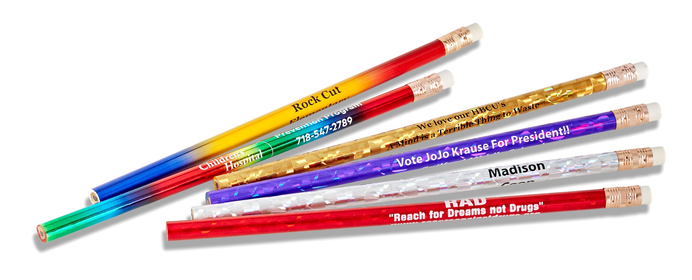 Personalized Imprinted Three-Colored Pencils (Red, Yellow, Blue) - 500 Count Rainbow Box - Bulk School Supplies, Office & Art Projects