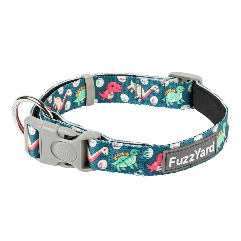 Fuzzyard Dinosaur Land Dog Collar - Adjustable Pet Collar with Cute Dino Pattern (3 Sizes) for Small, Medium & Large Dogs - Perfect for Daily Walks, Pet Costume Parties & Dinosaur-Themed Events