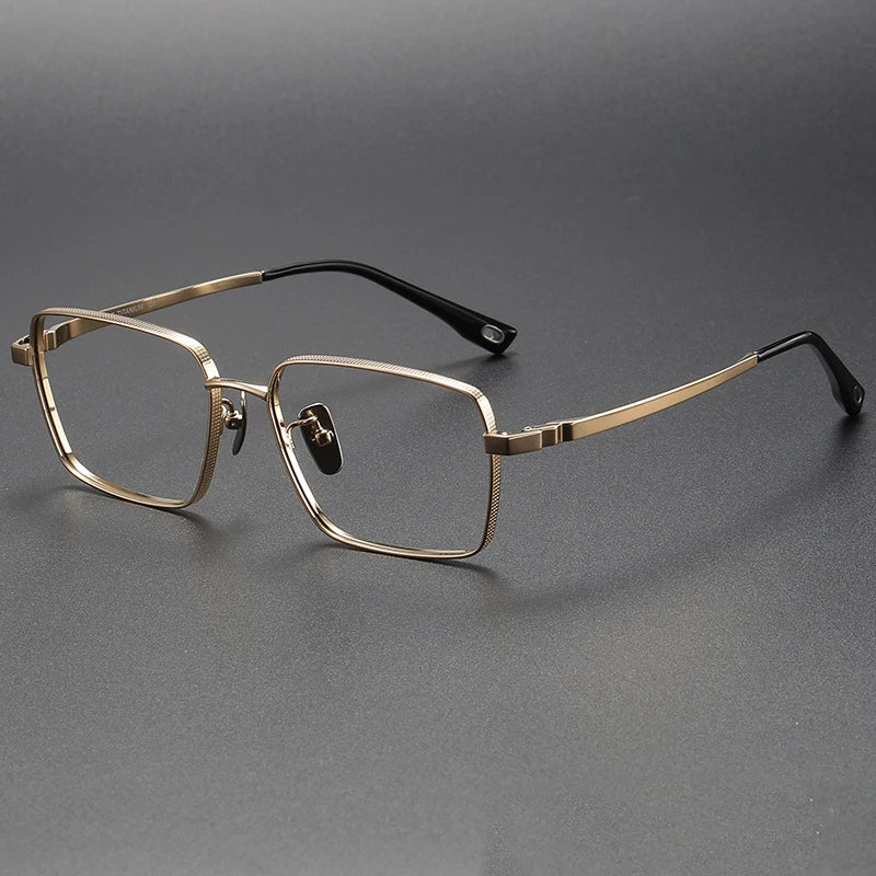 CCspace Men's Full Rim Square Titanium Eyeglasses Frame 57207 - Lightweight Durable Glasses for Work, Reading & Fashion