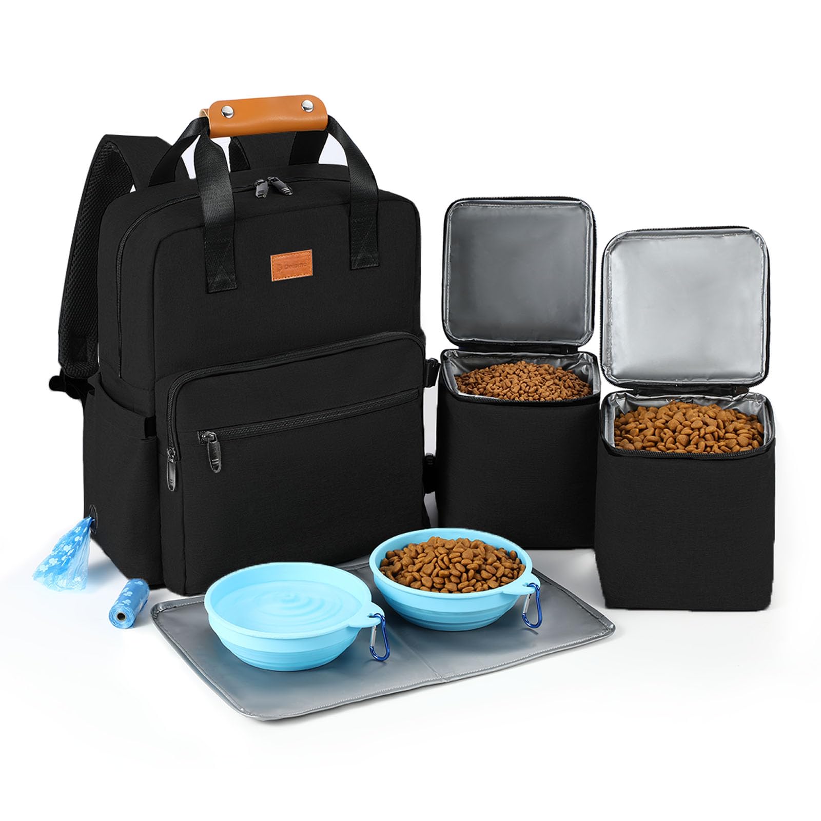Airline Approved Dog Travel Backpack - 25L Multi-Function Pet Carrier with Storage Pockets, 2 Food Containers & Foldable Bowls - Perfect for Weekend Trips & Outdoor Adventures