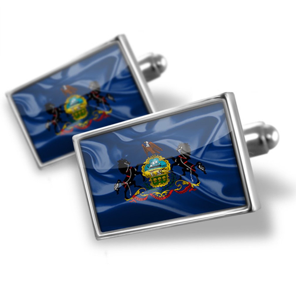 3D Pennsylvania Flag Cufflinks for Men - USA Patriotic Accessories for Formal Wear, Weddings & Business Events