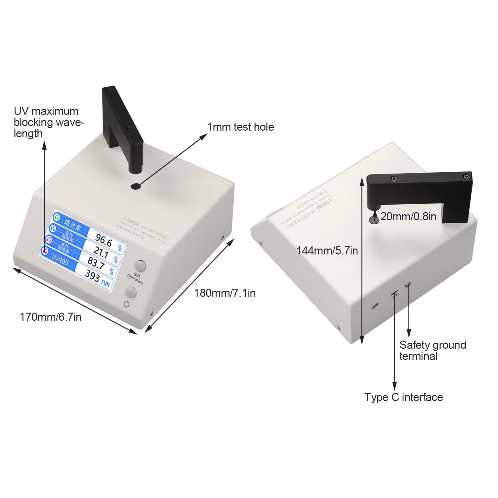 Automatic Calibration Lens Transmission Meter - 3 Channel Spectrum Analyzer with LCD Screen for Smartphone Camera Testing | US Plug 100-240V | Perfect for Photography Studios, Phone Repair Shops & Optical Labs