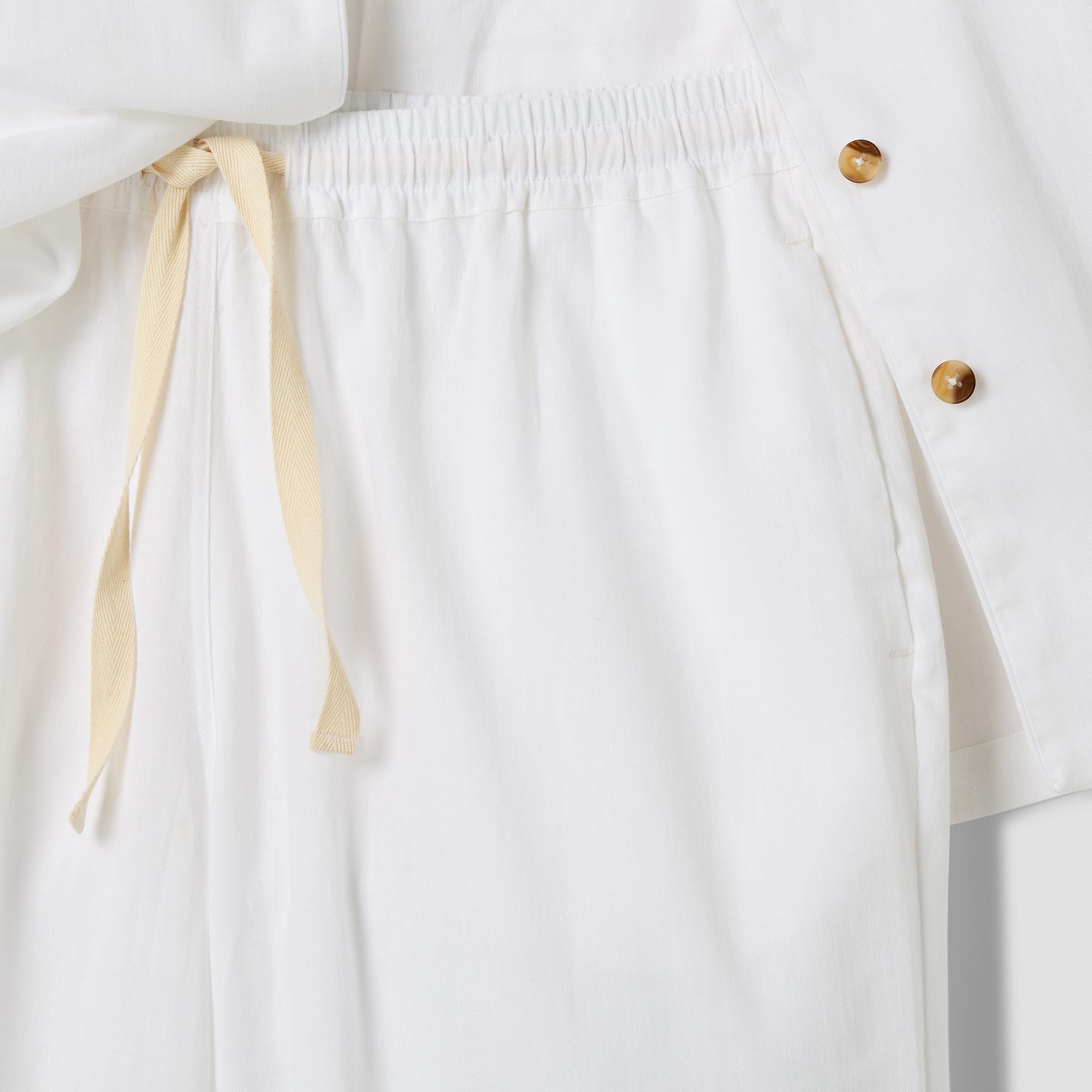Premium White Linen Blend Pajama Set for Women - Soft & Breathable Sleepwear - Perfect for Summer Nights & Relaxing at Home