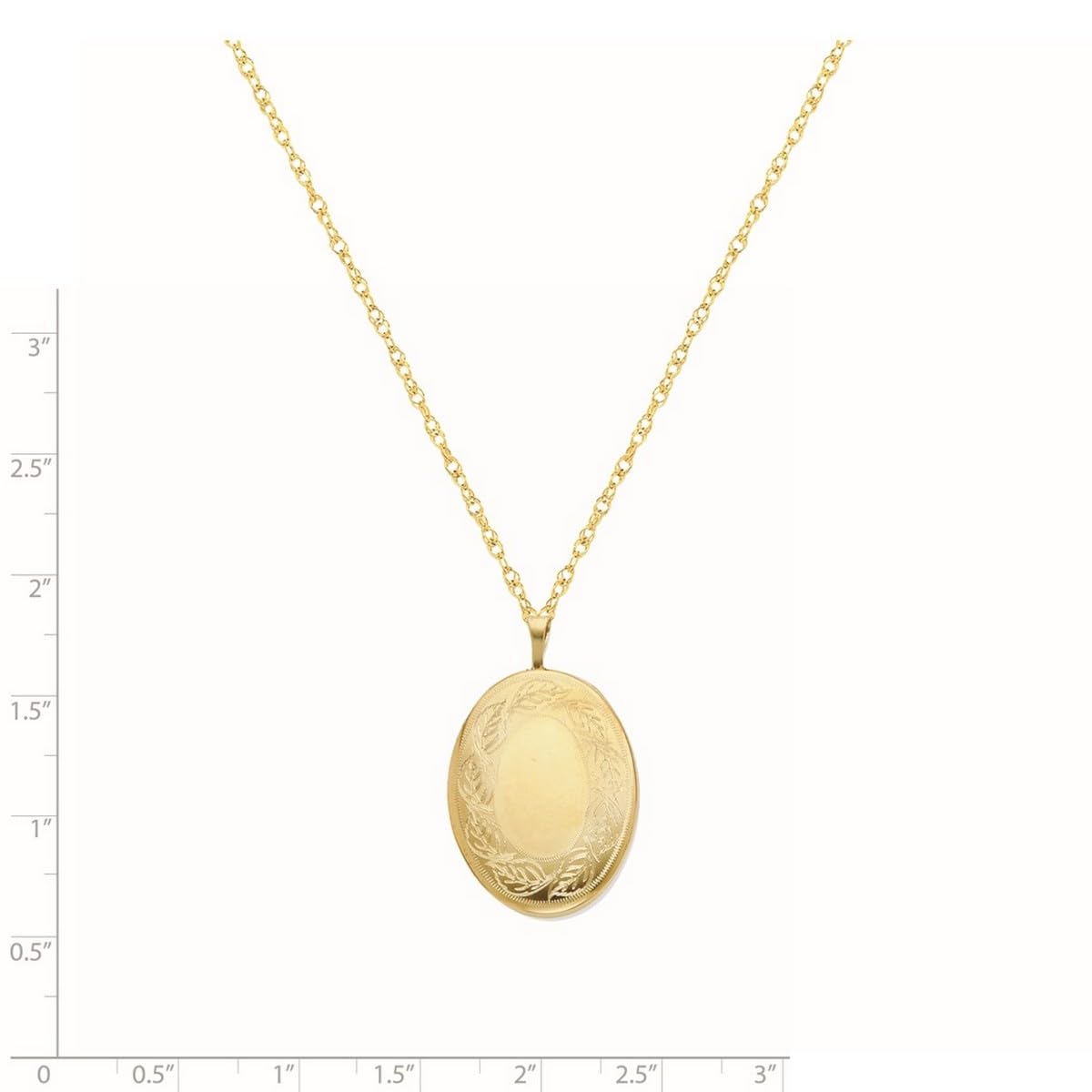 1/20 Gold Filled Leaf Border Oval Photo Locket Pendant Necklace for Women - Engraved Spring Ring with Polished & Satin Finish - Perfect for Anniversaries, Gifts & Special Occasions