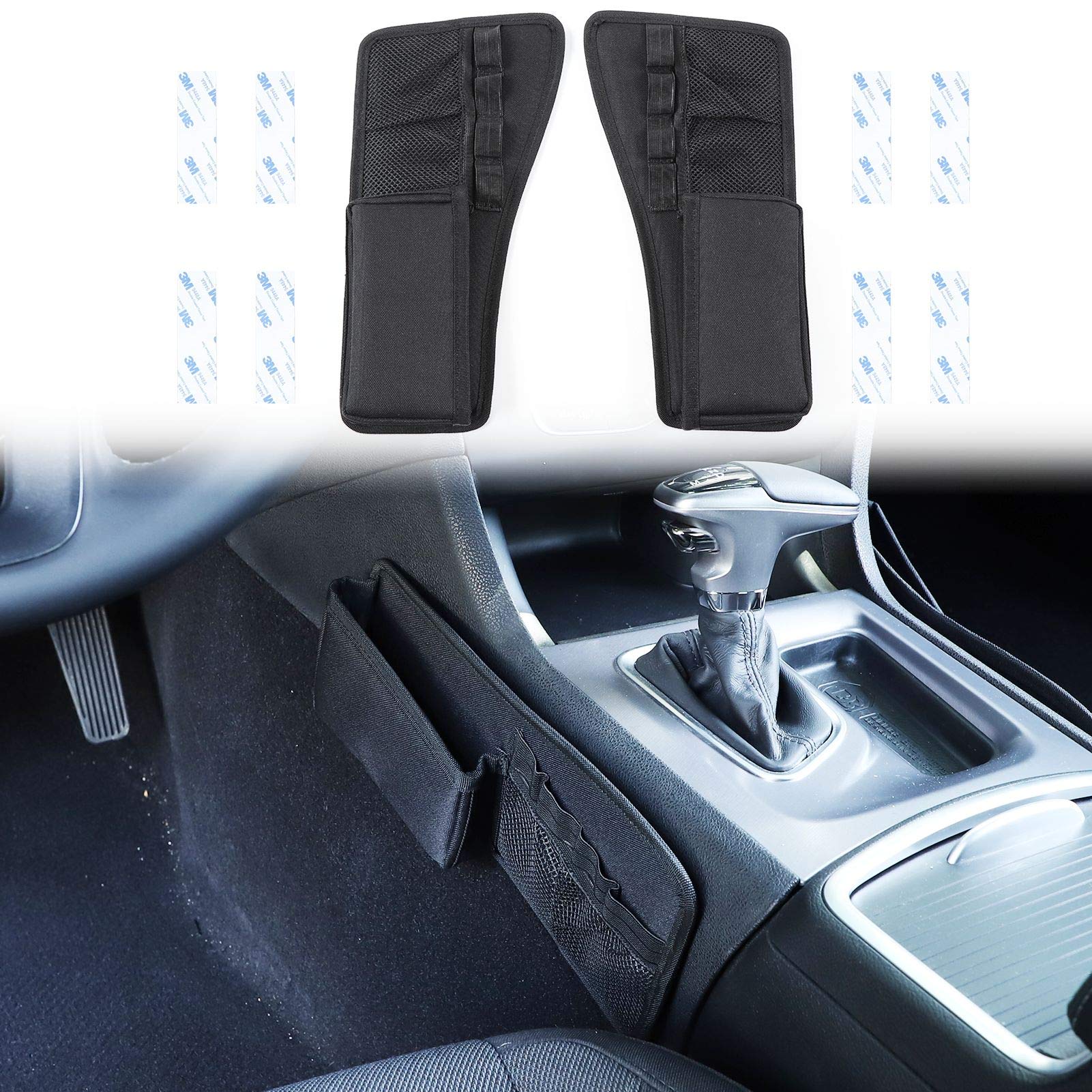 2015-2019 Dodge Charger Center Console Organizer - Black Gear Shift Storage Bag (2 Pack) | Perfect for Car Accessories, Road Trips & Daily Commute