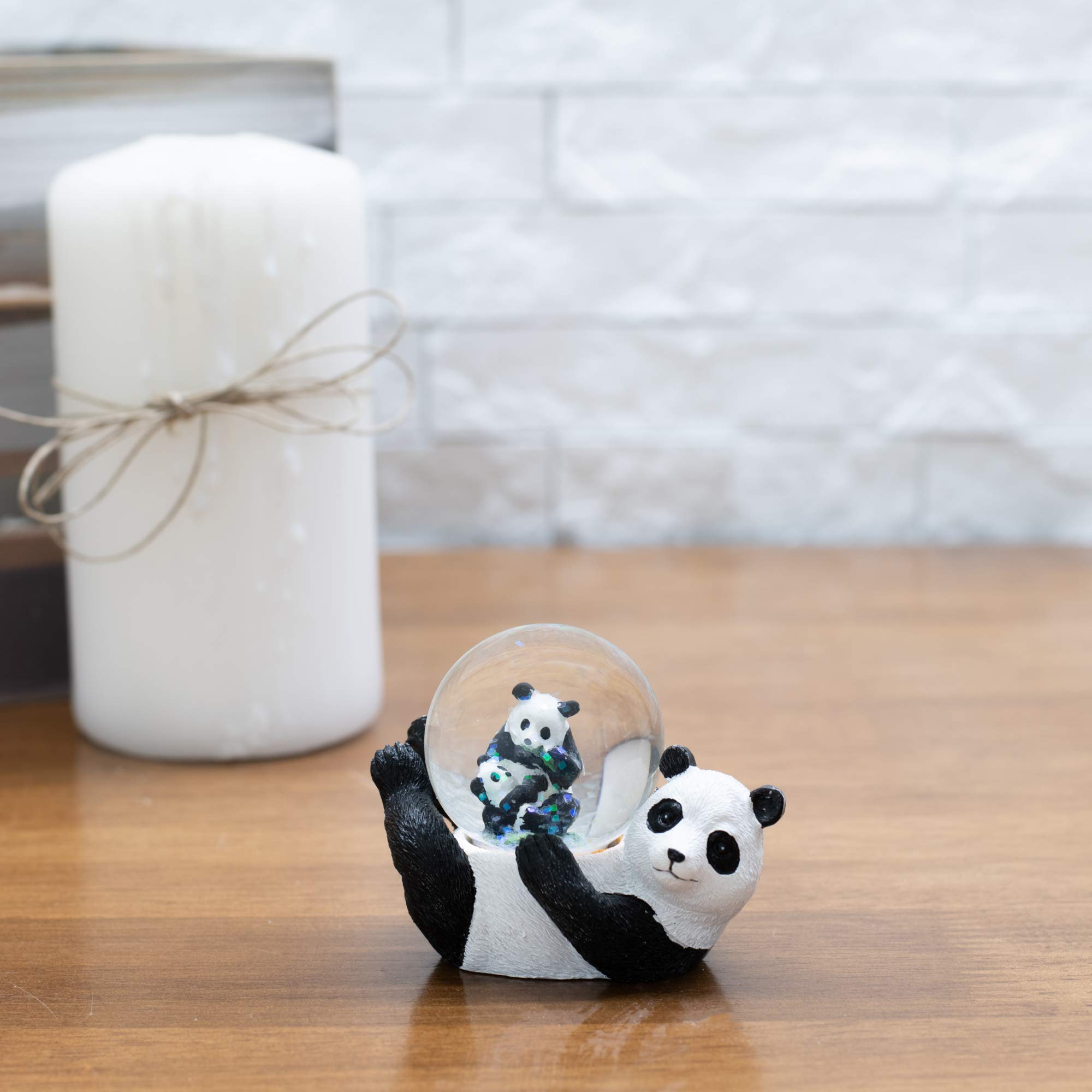Elanze Designs Panda Bear Mommy and Cub Snow Globe - 45MM Miniature Polyresin Tabletop Decor with Glitter Water for Nightstand, Dresser, or Gift (Perfect for Nursery, Baby Shower, or Winter Home Decoration)