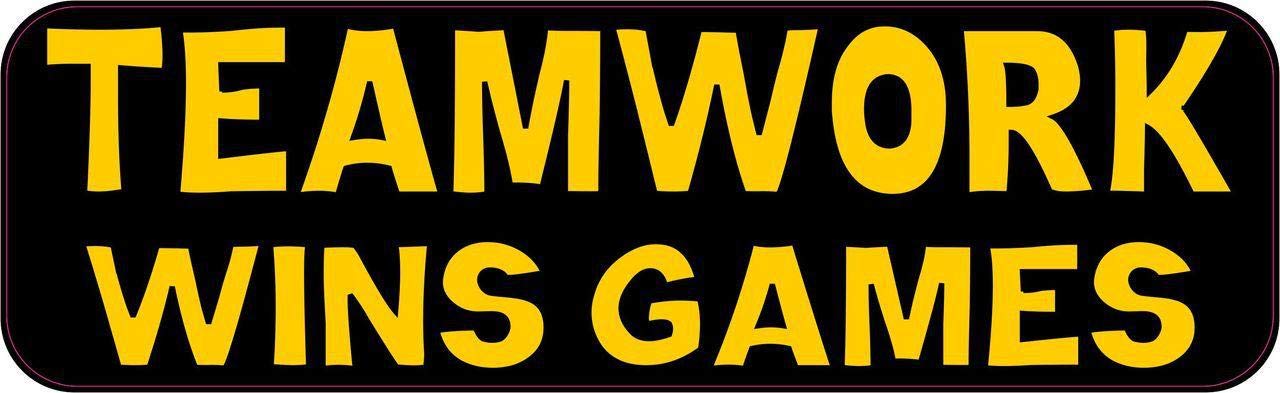 StickerTalk Teamwork Wins Games Vinyl Sticker - 10x3 Inches - Perfect for Laptops, Water Bottles, and Office Decor
