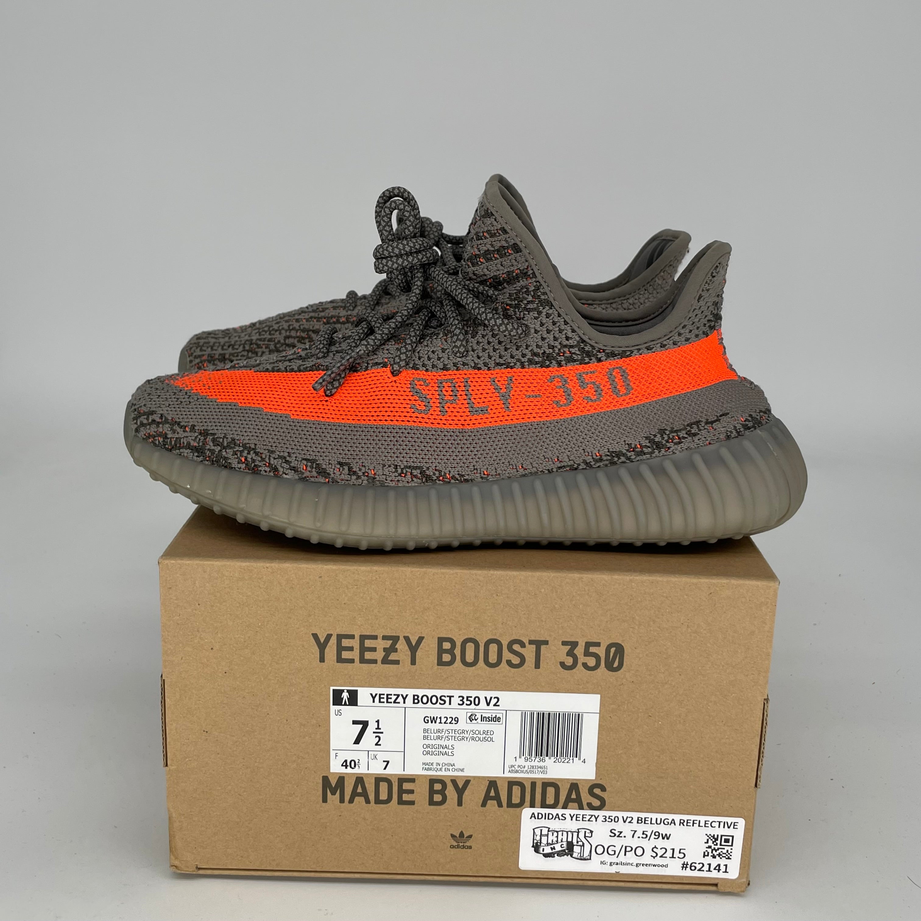 Adidas Yeezy Boost 350 V2 Beluga Reflective Sneakers - Men's Size 7.5 (GW1229) | Limited Edition Running Shoes for Streetwear & Casual Outfits