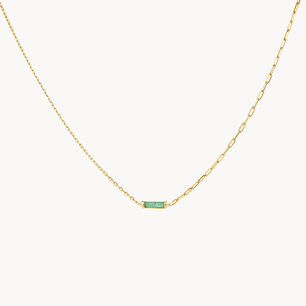 Aventurine Half Paperclip Fob Chain Necklace in Gold - Elegant Layering Necklace for Women, Perfect for Everyday Wear, Office & Date Night