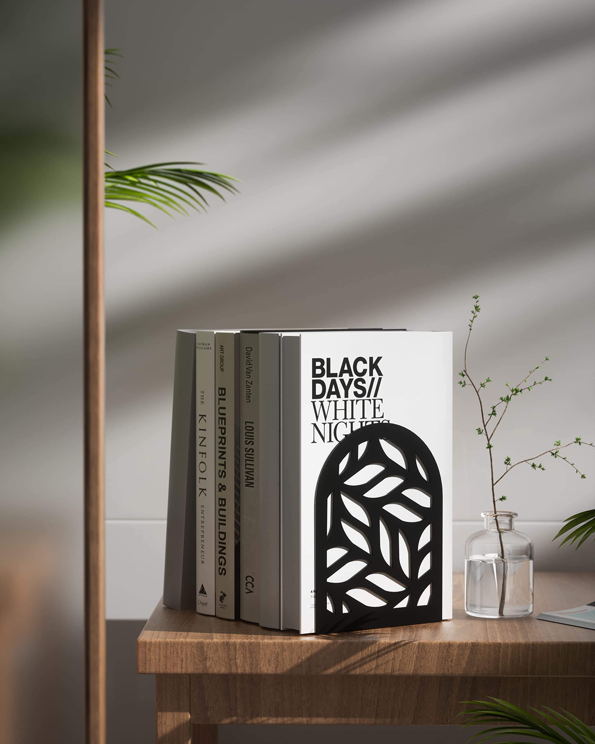 Heavy Duty Metal Bookends - Non-Skid Decorative Book Stoppers for Shelves | Holds Heavy Books Securely | Perfect for Home Office School Library Organization (Black, 1 Pair, Large) | Ideal for Bookshelves, Desks & Study Spaces