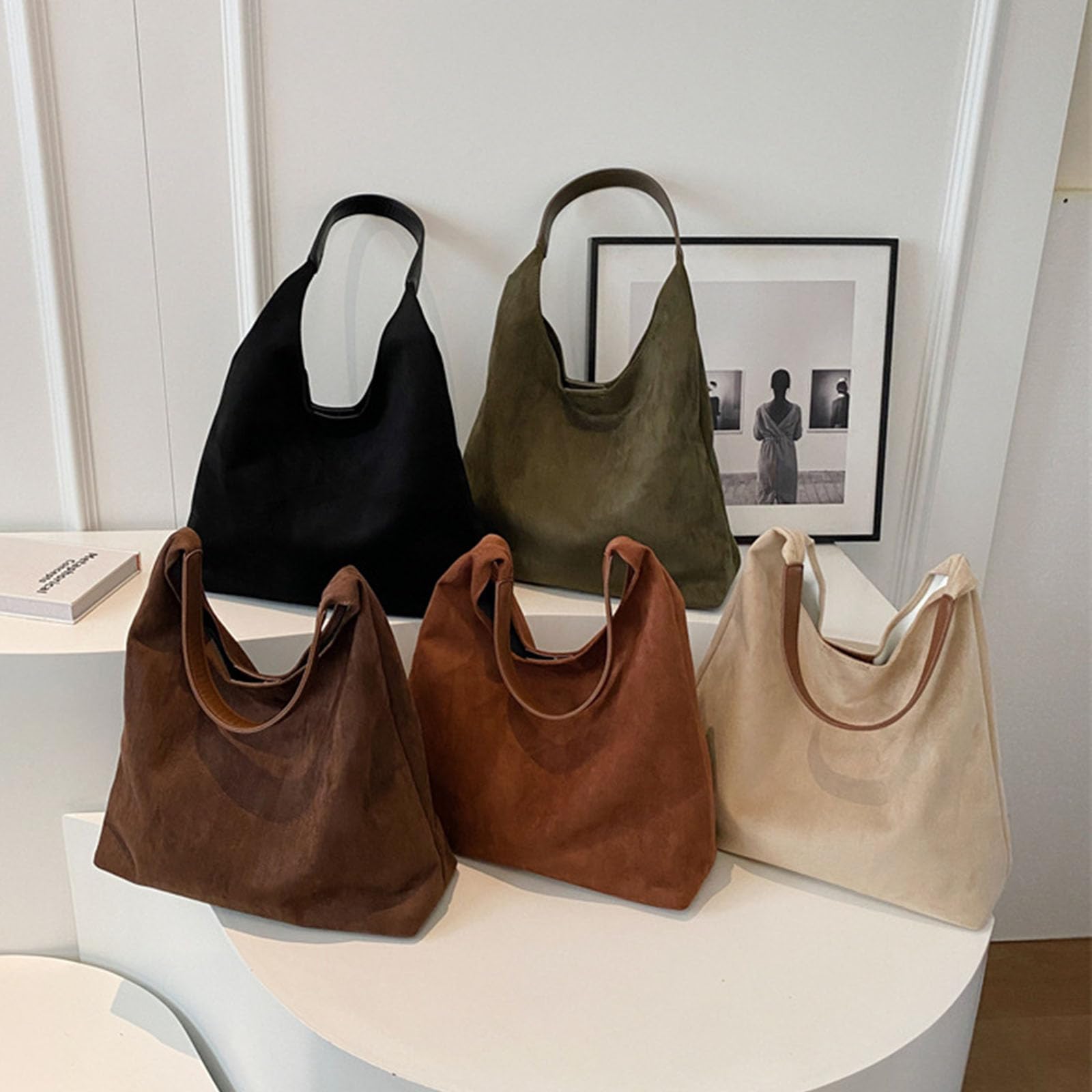 Stylish Brown Suede Hobo Bag for Women - Genuine Leather Slouchy Shoulder Handbag & Tote - Perfect for Work, Travel & Everyday Use