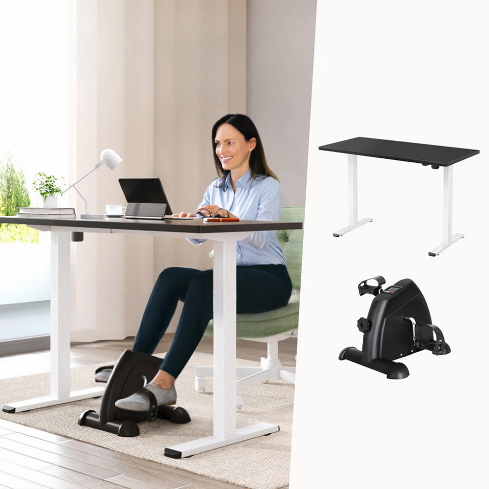 140cm Artiss Electric Height Adjustable Standing Desk with Mini Pedal Exercise Bike - Ergonomic Home Office Workstation for Remote Work & Fitness