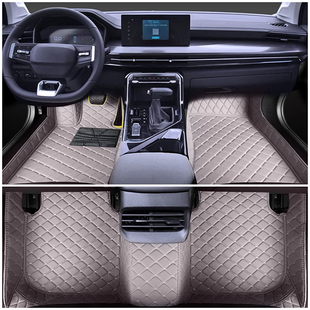 Premium Leather Car Floor Mats for Hyundai Creta 2015-2019 - Full Coverage Front & Rear Seat Liners Set (Gray) | Waterproof & Durable Protection for SUV Interior
