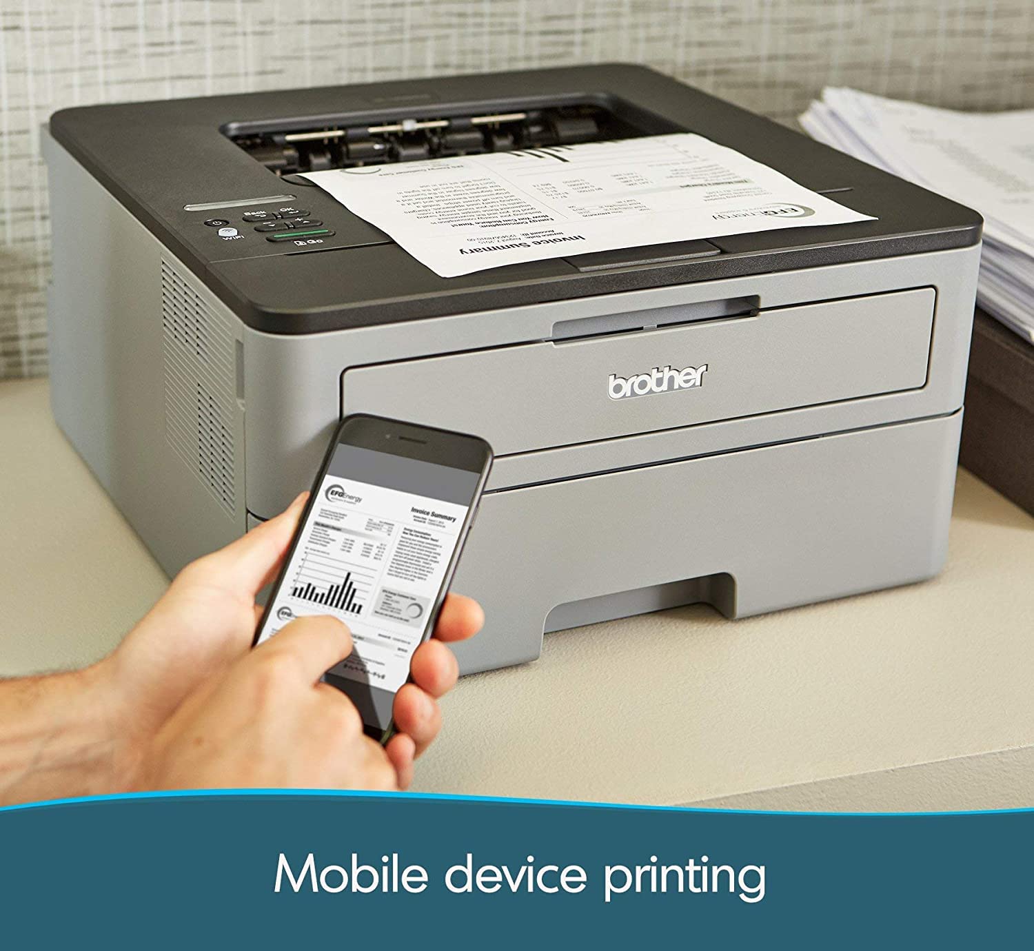 Brother HL-L2350DW Wireless Monochrome Laser Printer - Fast 32ppm Printing, Auto Duplex, 250-Sheet Capacity - Ideal for Home Office & Small Business - Includes WULIC Printer Cable (Grey & Black)