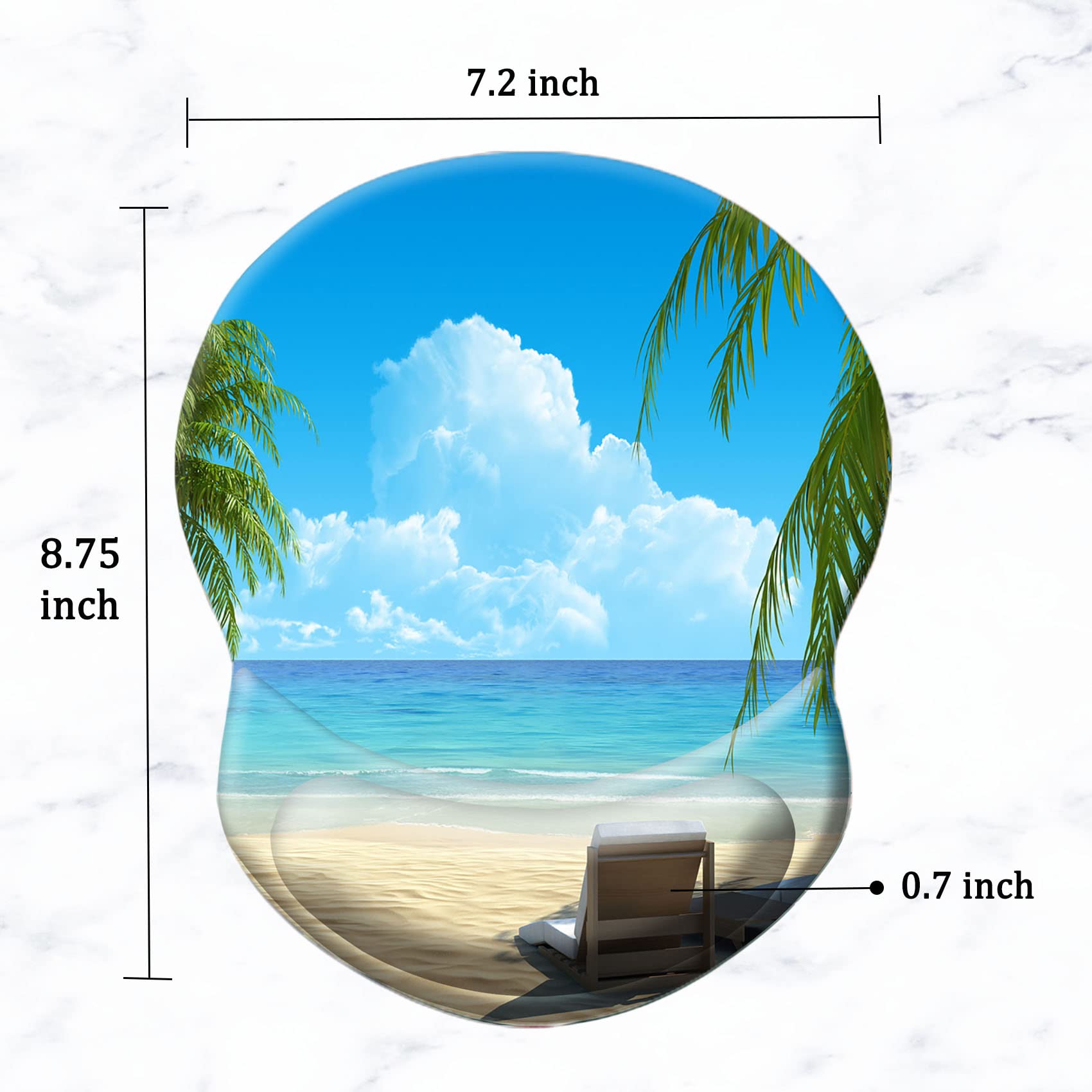 Ergonomic Mouse Pad with Wrist Support - Pain Relief Comfortable Non-Slip PU Base Computer Mouse Pad for Office, Gaming & Home Use (Beach Seaside Design) - Perfect for Long Work Hours, PC Gaming & Typing Sessions