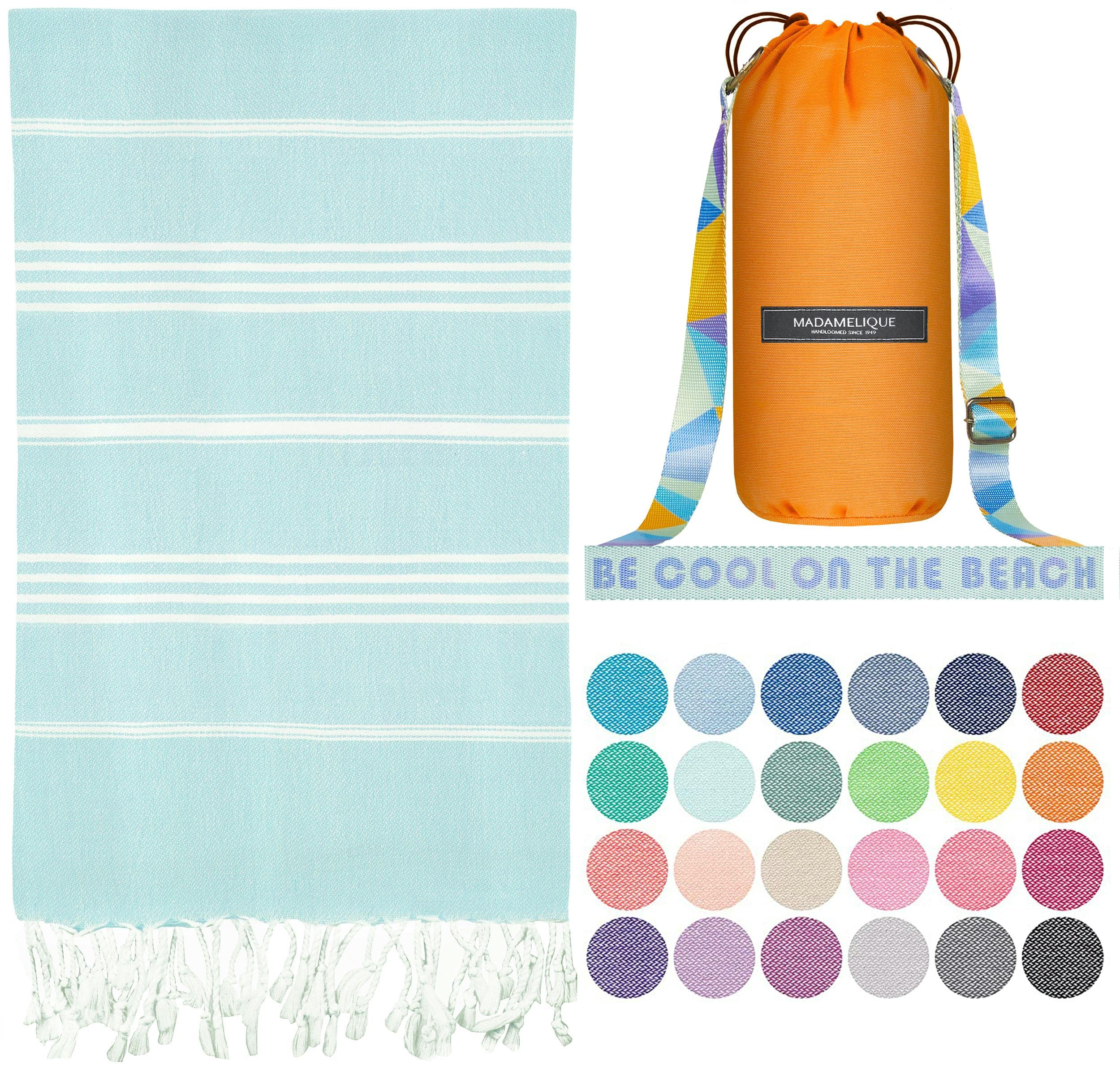 **Madamelique Premium 100% Cotton Turkish Beach Towel with Free Beach Bag - Oversized 39