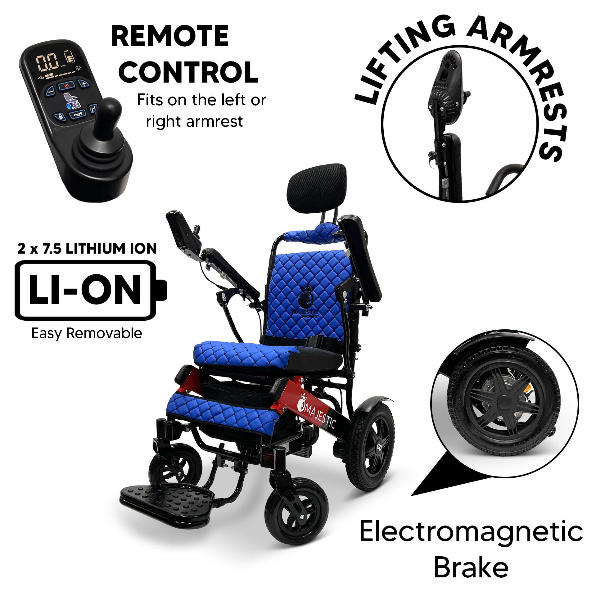 Foldable Lightweight Electric Wheelchair for Adults & Seniors - IQ-9000 Auto Recline Power Wheelchair | Portable Mobility Scooter for Indoor/Outdoor Use, Travel & Daily Activities