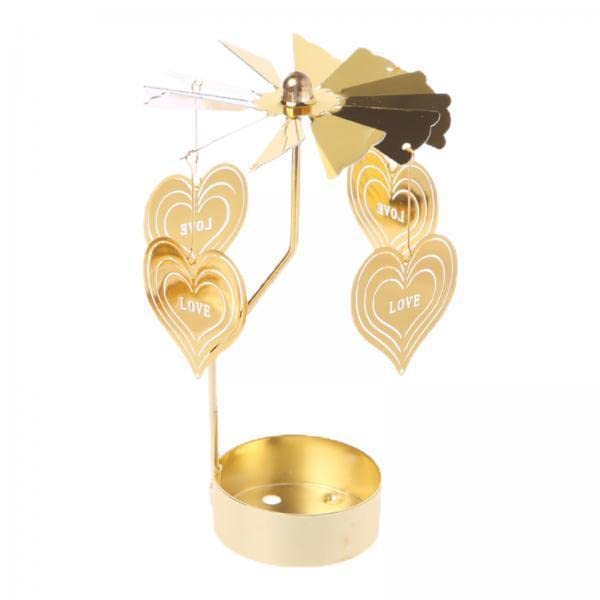 2 Pack Spinning Candle Holders for Tea Lights - Elegant Heart-Shaped Table Decor for Wedding, Party, Living Room & Home Decoration - Romantic Ambiance for Dinner, Anniversary & Special Occasions