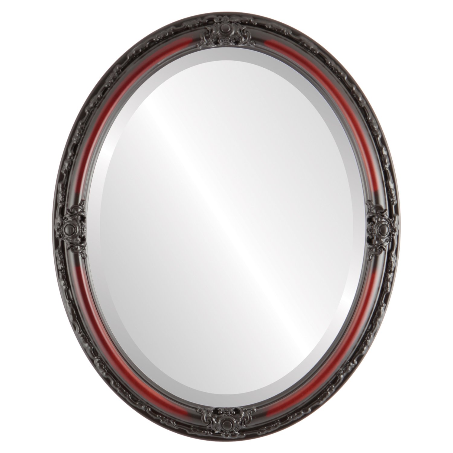 Jefferson Style Oval Beveled Wall Mirror - Rosewood Frame 22x32 Inches - Elegant Home Decor for Living Room, Bedroom & Entryway