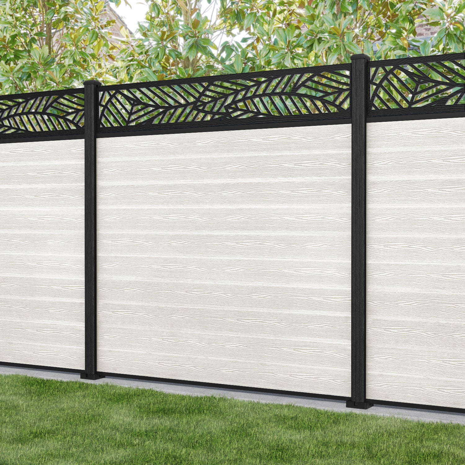 Classic Habitat Fence Panel - Light Stone Composite Fencing with Durable Posts | Weather-Resistant Garden & Backyard Privacy Screen for Home & Commercial Use