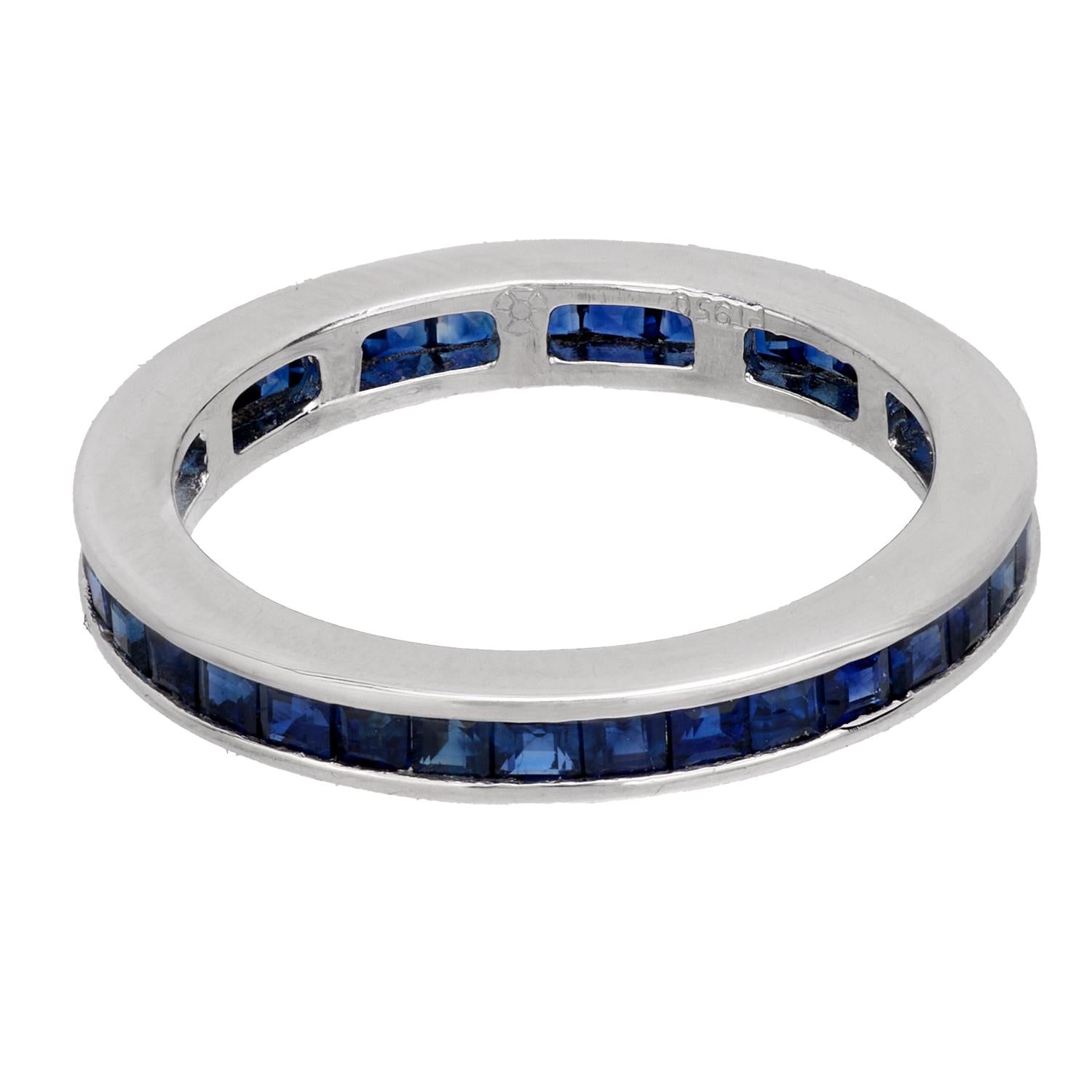 Platinum Sapphire Eternity Band for Women - Vintage Style Wedding Ring, Anniversary Gift, Bridal Jewelry - Perfect for Engagements, Proposals & Special Occasions