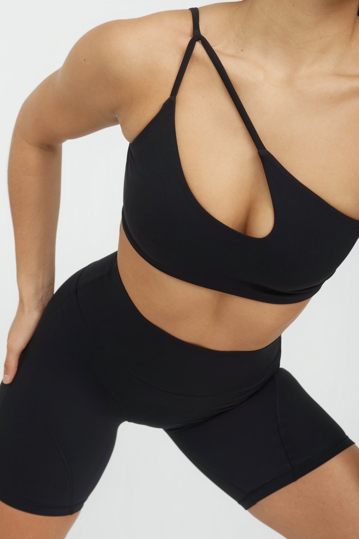 Billi Asymmetrical Sports Bralette - Breathable Workout Bra for Women, Black | Perfect for Yoga, Running & Gym Training