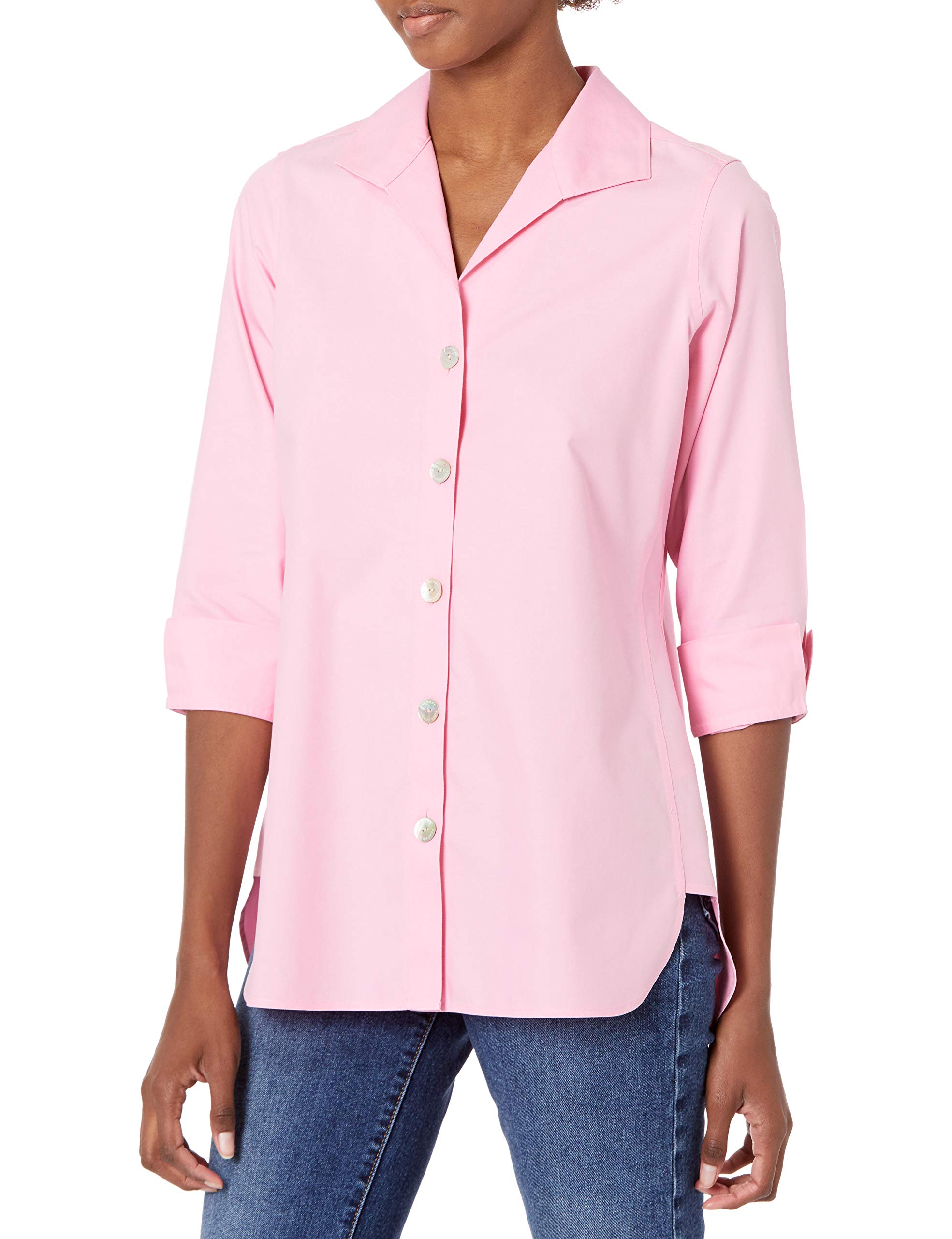 Foxcroft Women's Pandora Pinpoint Non-Iron Tunic Shirt - Wrinkle-Free Blouse for Work, Office & Casual Wear
