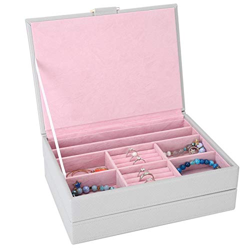 Eco-Friendly PU Leather Jewelry Box Organizer with Detachable Design - Gray Jewelry Storage Case for Women & Girls | Perfect for Jewelry Stores, Travel & Home Organization