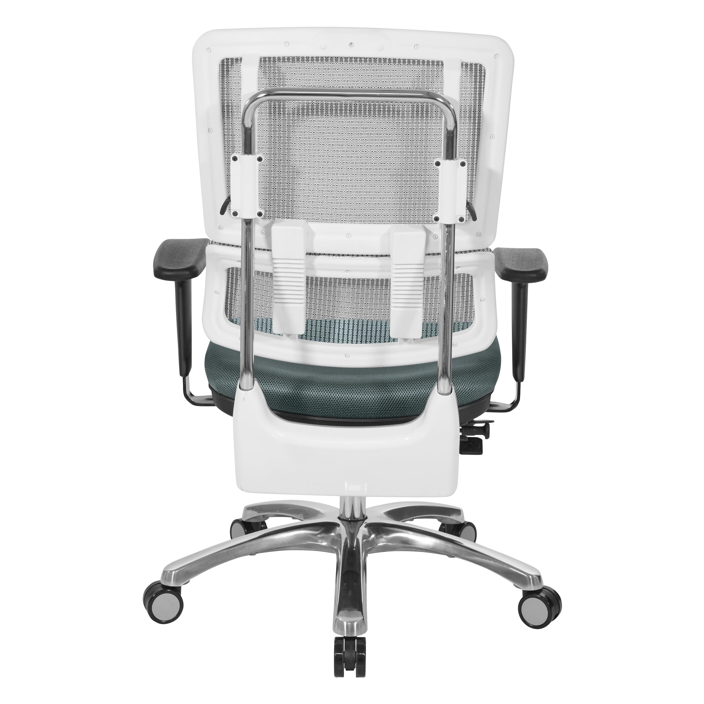 Office Star Pro X996 Ergonomic Mesh Office Chair - Adjustable Height, Lumbar Support & Tilt Function - White Mesh Back with Grey Seat & Polished Aluminum Base - Perfect for Home Office, Executive Desk & Conference Rooms