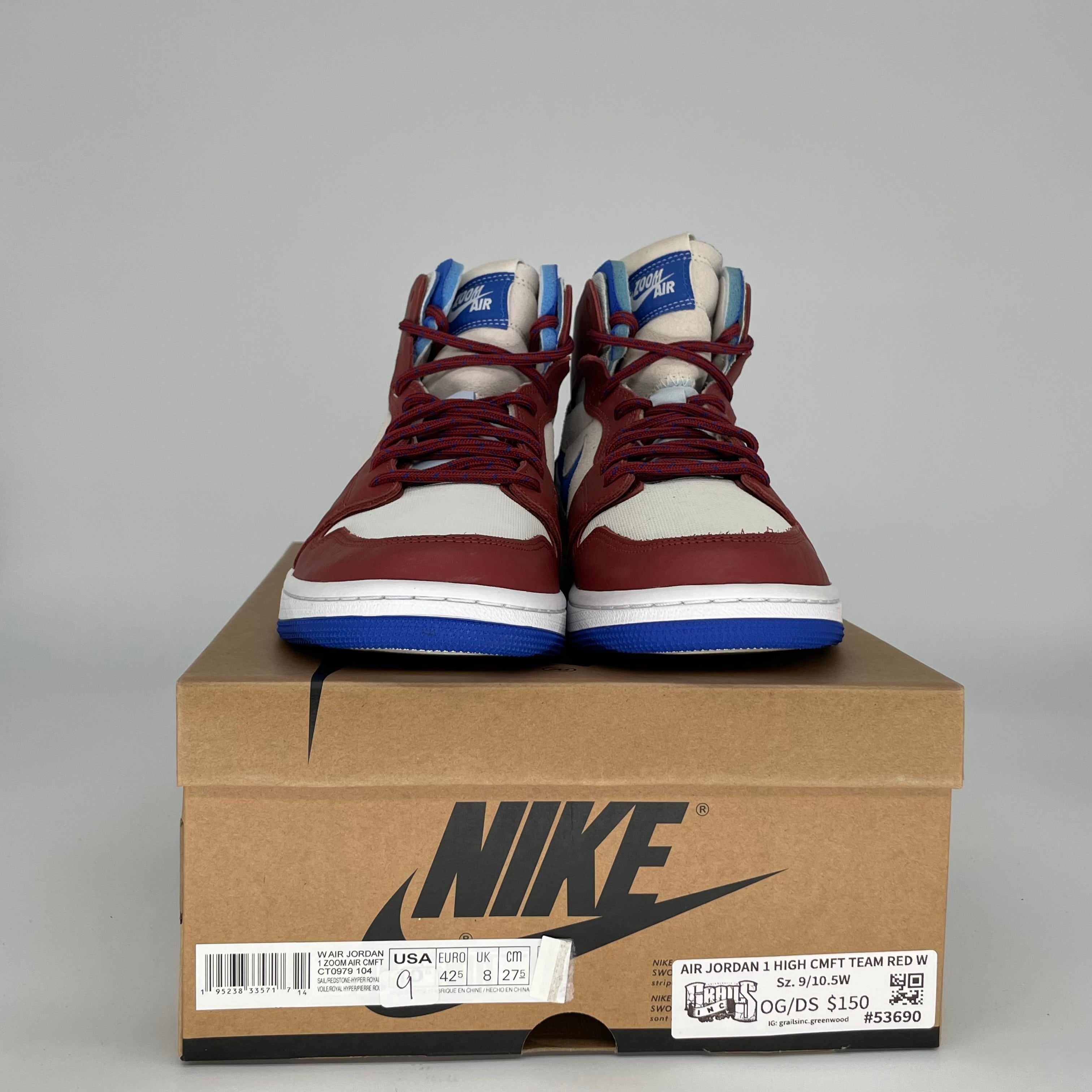 AIR JORDAN 1 HIGH CMFT TEAM RED Women's Sneakers Size 9/10.5W (CT0979-104) - Comfortable Basketball Shoes for Women, Perfect for Sports, Gym & Casual Wear