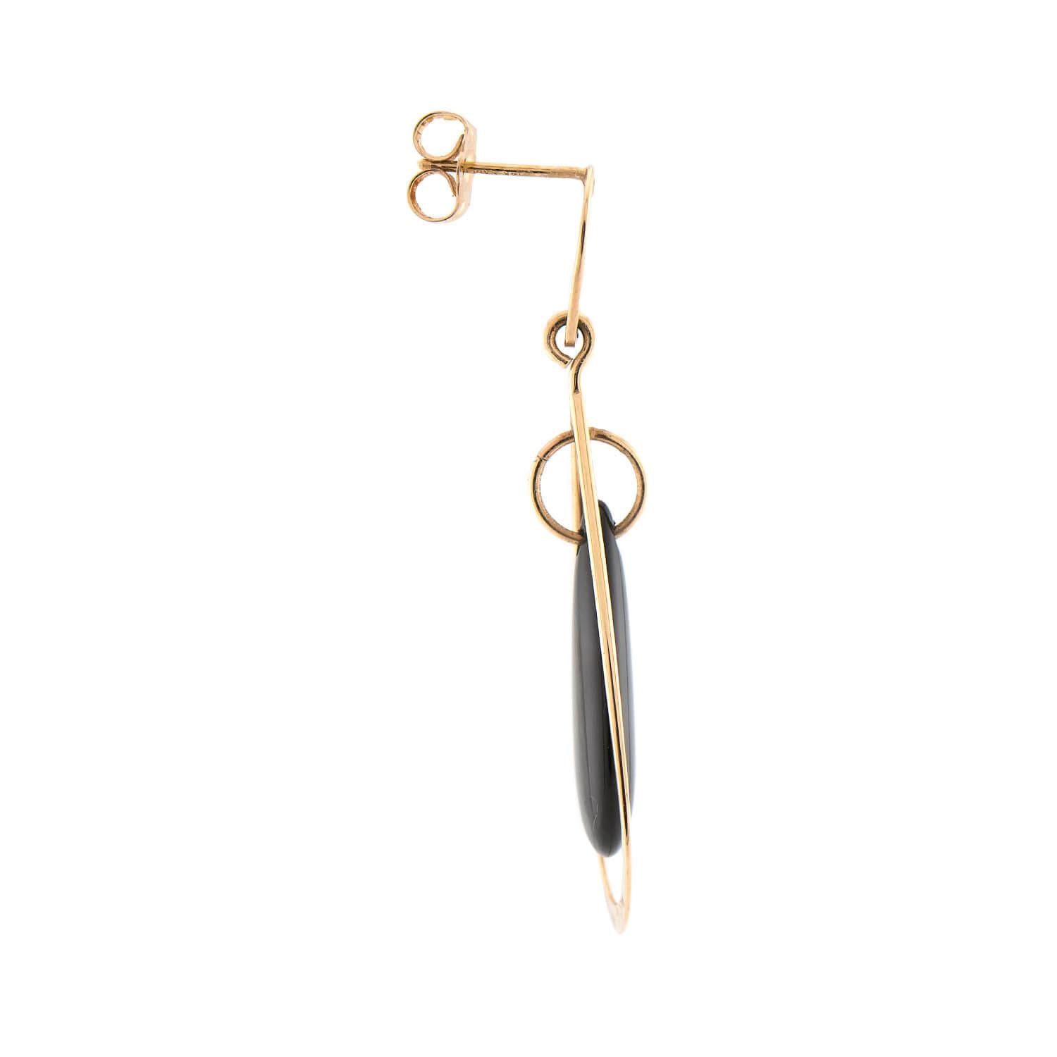 14K Gold Onyx Teardrop Earrings for Women - Elegant Dangle Drop Earrings for Party, Wedding & Evening Wear - NABCO Estate Fine Jewelry Collection
