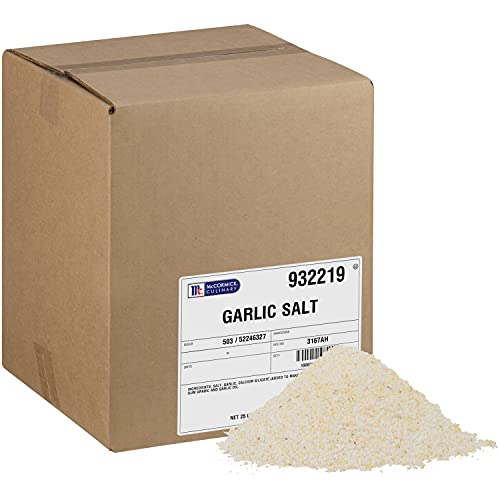 McCormick Culinary Garlic Salt, 25 lb Bulk Container - Premium Garlic Seasoning for Cooking, Baking & Grilling - Perfect for Soups, Breads, Vegetables, Meats, Pasta & BBQ - Restaurant & Home Kitchen Essential