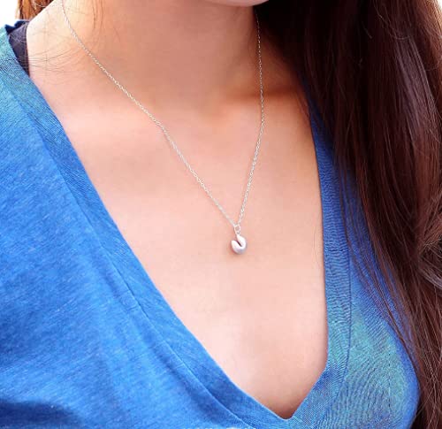 Lucky Fortune Cookie Necklace - Gold & Silver Fortune Cookie Charm Pendant Jewelry for Women - Elegant Dainty Necklace for Gifts, Parties, and Good Luck