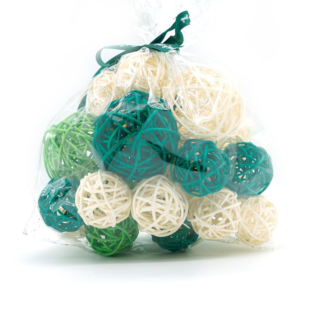 Handmade Wicker Rattan Balls 20-Pack - Natural Green Decorative Orbs for Home Decor, DIY Crafts, Vase & Bowl Fillers - Perfect for Wedding Centerpieces, Table Displays & Boho Home Styling