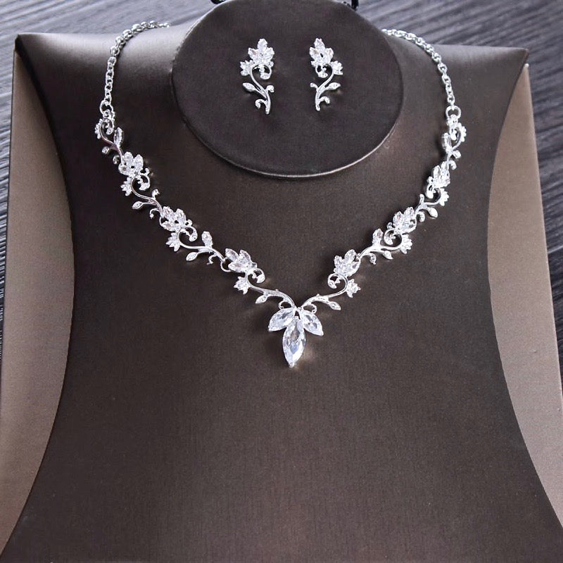 Elegant Candice Silver Cubic Zirconia Bridal Jewelry Set with Tiara - 3 Piece Wedding Accessories for Bride, Bridesmaids & Special Occasions