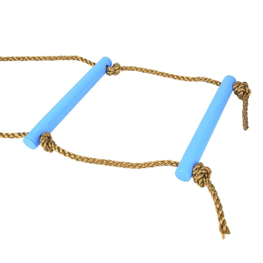 Kids Climbing Rope Ladder - 6-Section Outdoor Plastic Rope Climbing Toy for Children, Blue | Exercise Equipment for Backyard Play, Treehouse & Indoor Gym Activities