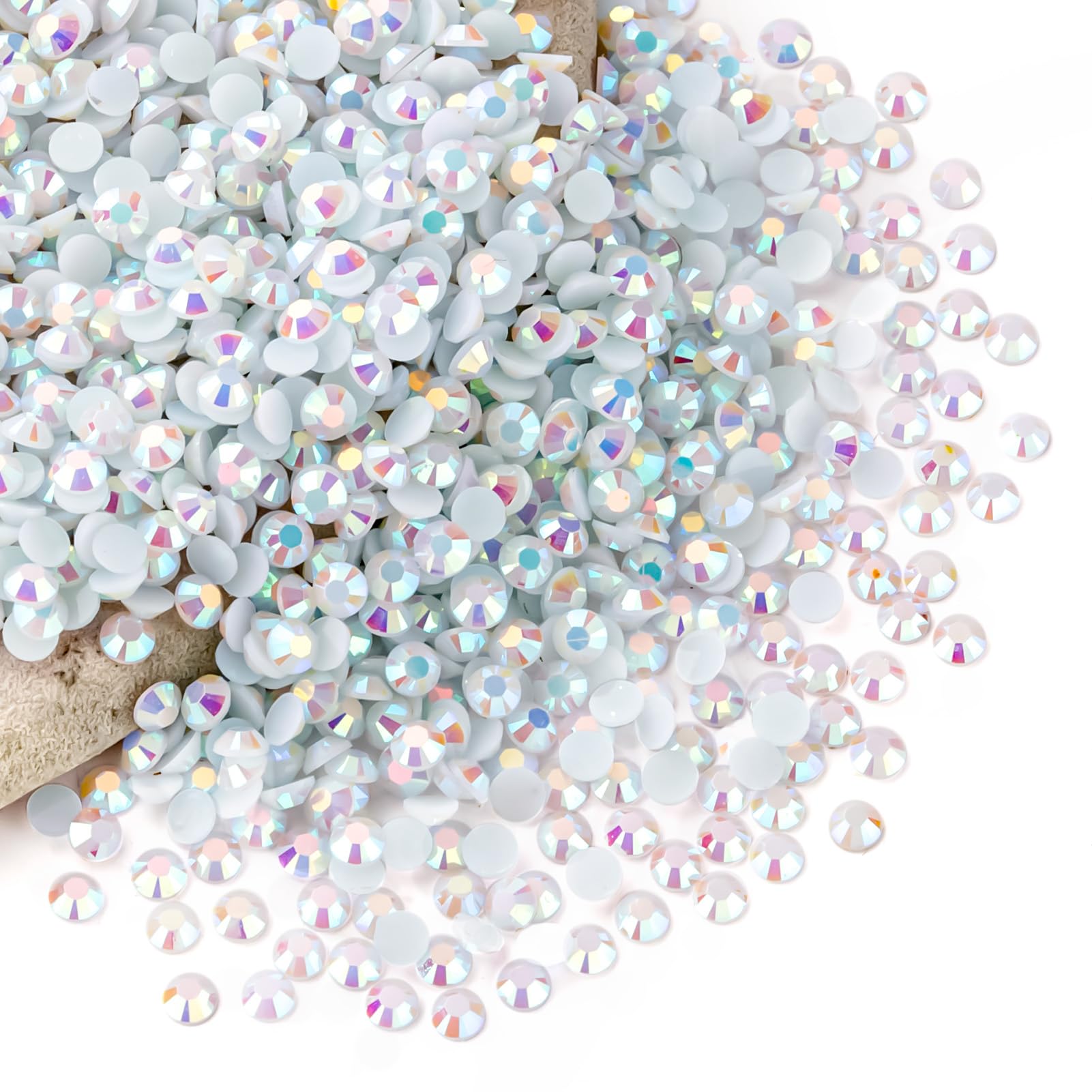 **10,000PCS White AB Rhinestones Bulk - 3mm Flat Back Round Jelly Rhinestones for Crafts, Nails, Clothes & DIY Decoration | Non-Hotfix Crystal Gems for Makeup, Tumblers, Shoes & Handmade Projects**    *(Perfect for Jewelry Making, Scrapbooking, Wedding Decor & Gift Embellishments)*