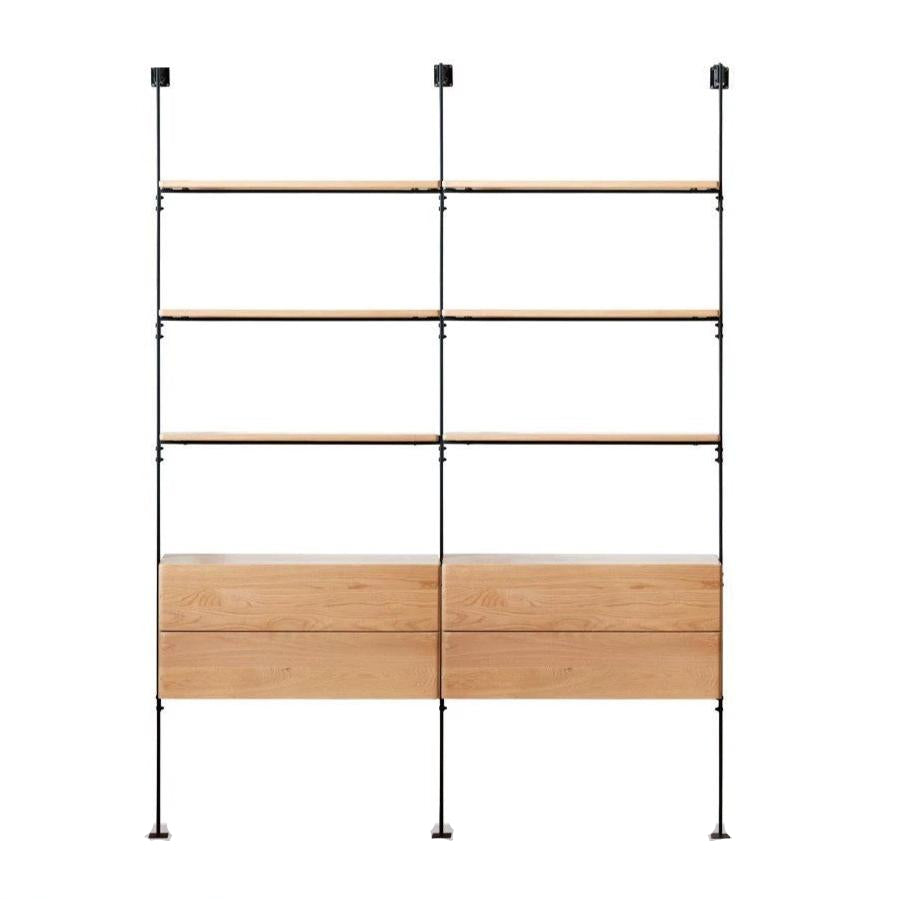 64.6x12.6x87.8 inch / 164x32x223 cm / natural wood color / double row with drawer