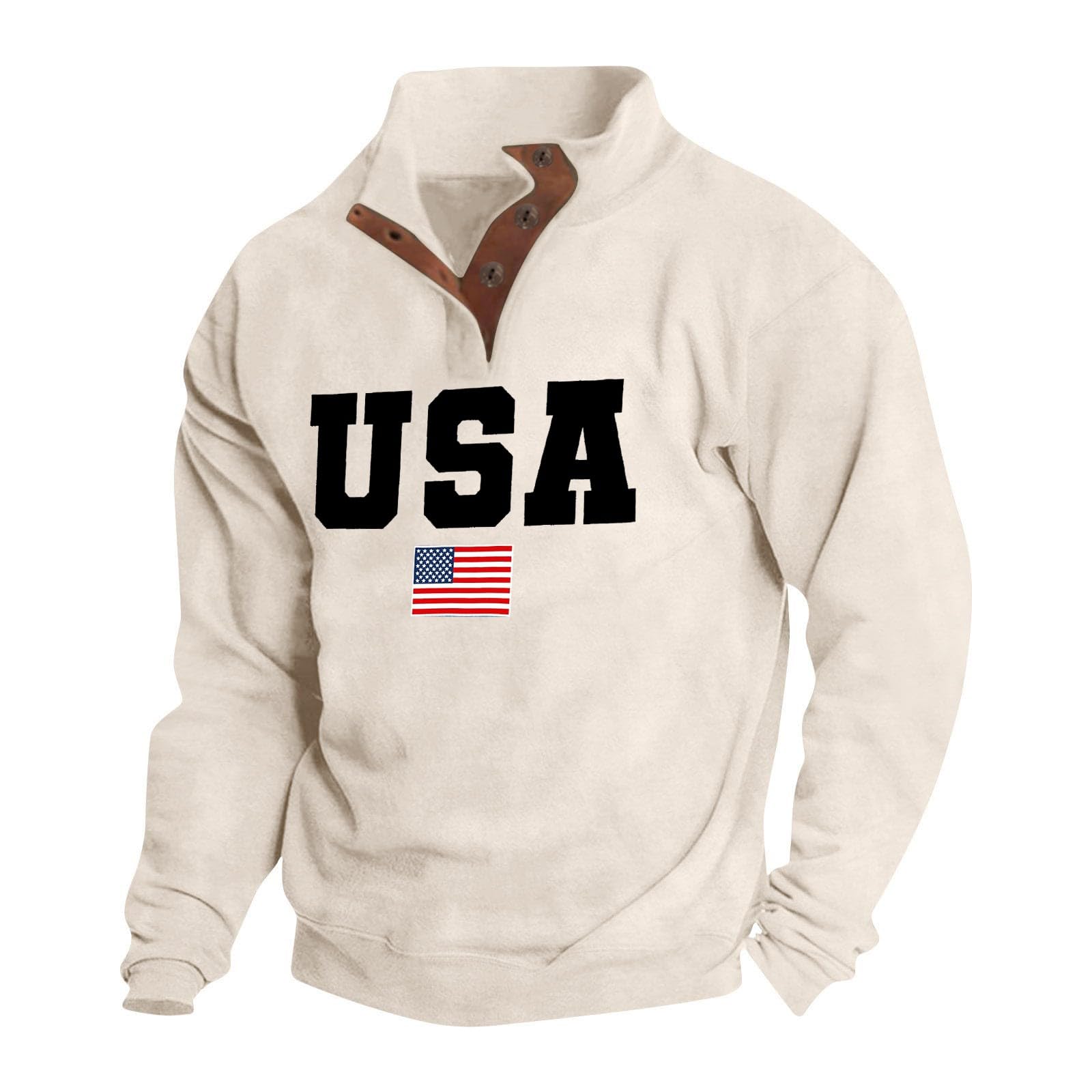 American Flag Men's Fleece Hoodie - Moisture Wicking & Breathable Quarter Zip Sweatshirt | Casual Wear, Outdoor Activities & Sports