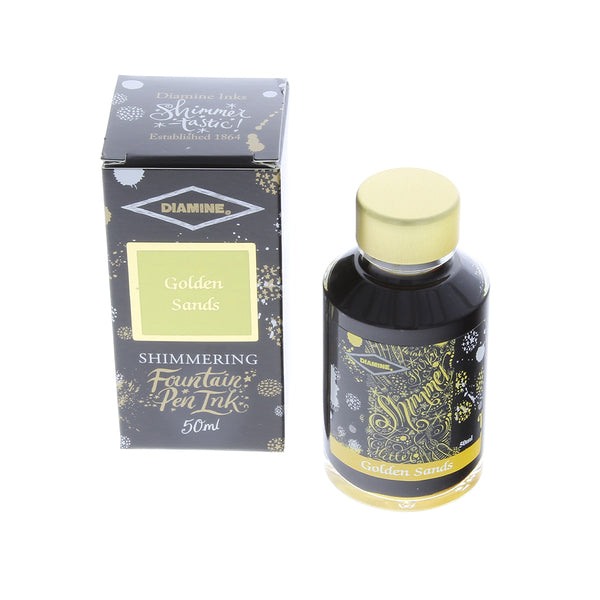 Diamine Shimmer Bottled Ink - Golden Sands (50 mL) | Premium Metallic Calligraphy & Fountain Pen Ink for Writing, Drawing & Art Projects