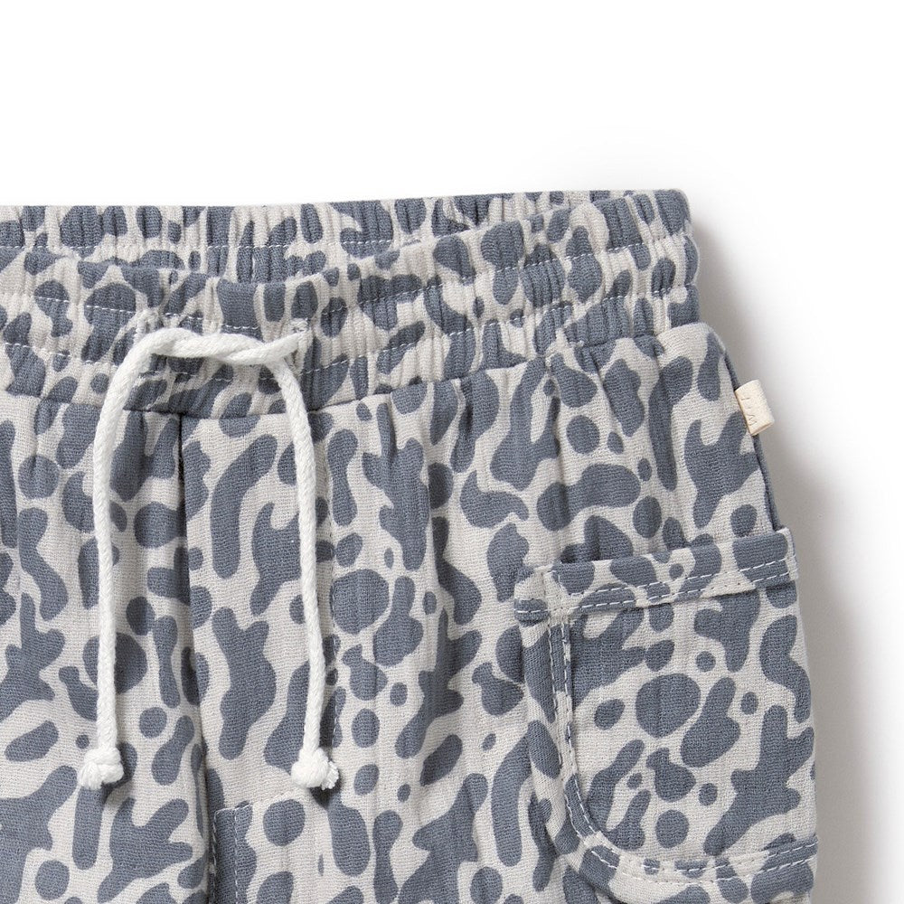 Organic Blue Coral Crinkle Pants for Women - Soft & Comfortable Lounge Pants - Perfect for Yoga, Sleepwear & Relaxing at Home
