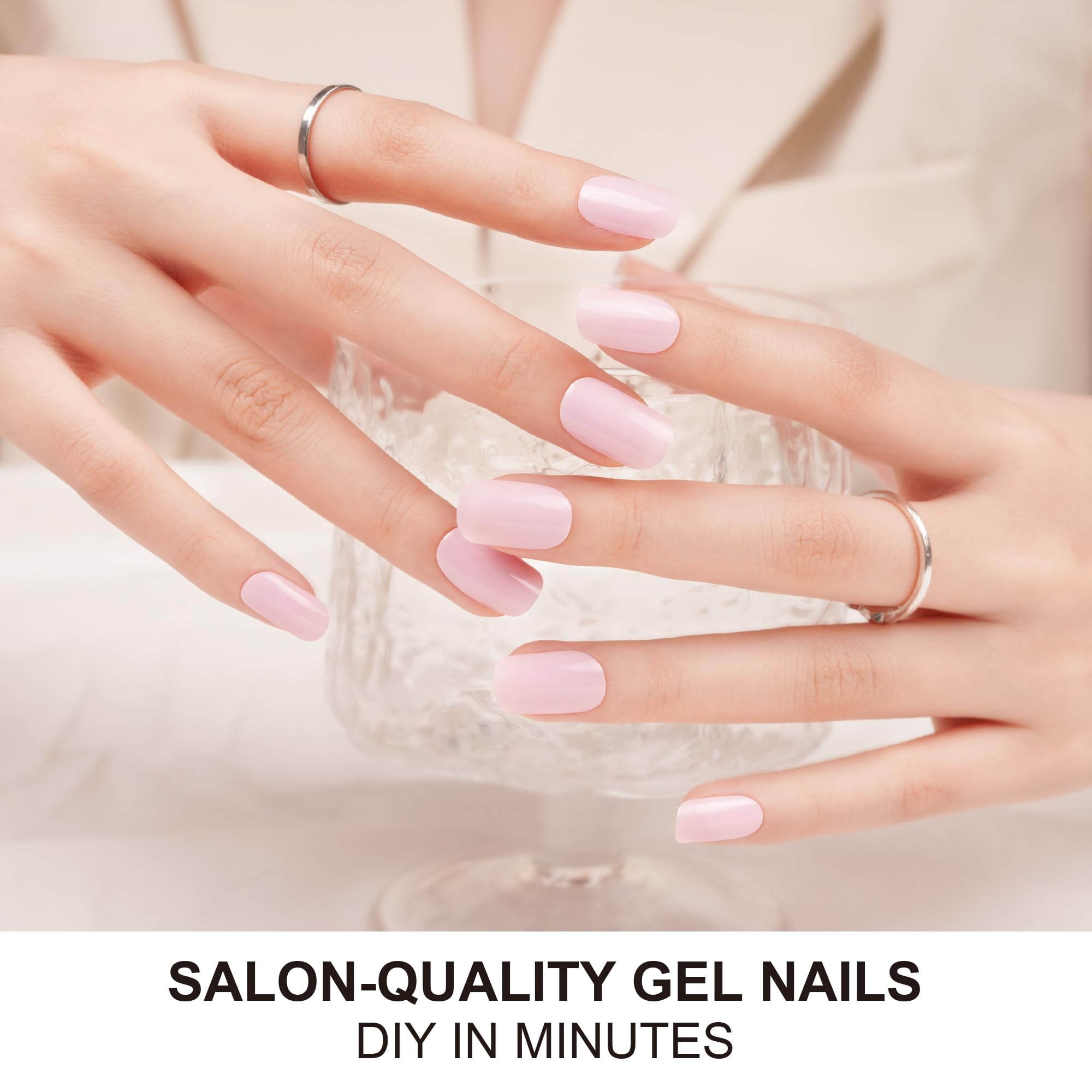 DANNI & TONI Semi Cured Gel Nail Strips - Sweet Pink Solid Color Nail Wraps Kit with 28 Stickers | DIY Salon-Quality Manicure at Home | Perfect for Parties, Weddings & Everyday Wear